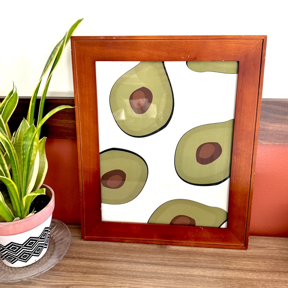 Avocado Canvas Art Print Vintage Wood Framed Wall Hanging Art Kitchen Home Decor